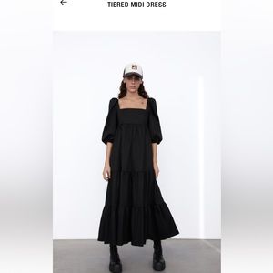 Zara Black poplin maxi dress